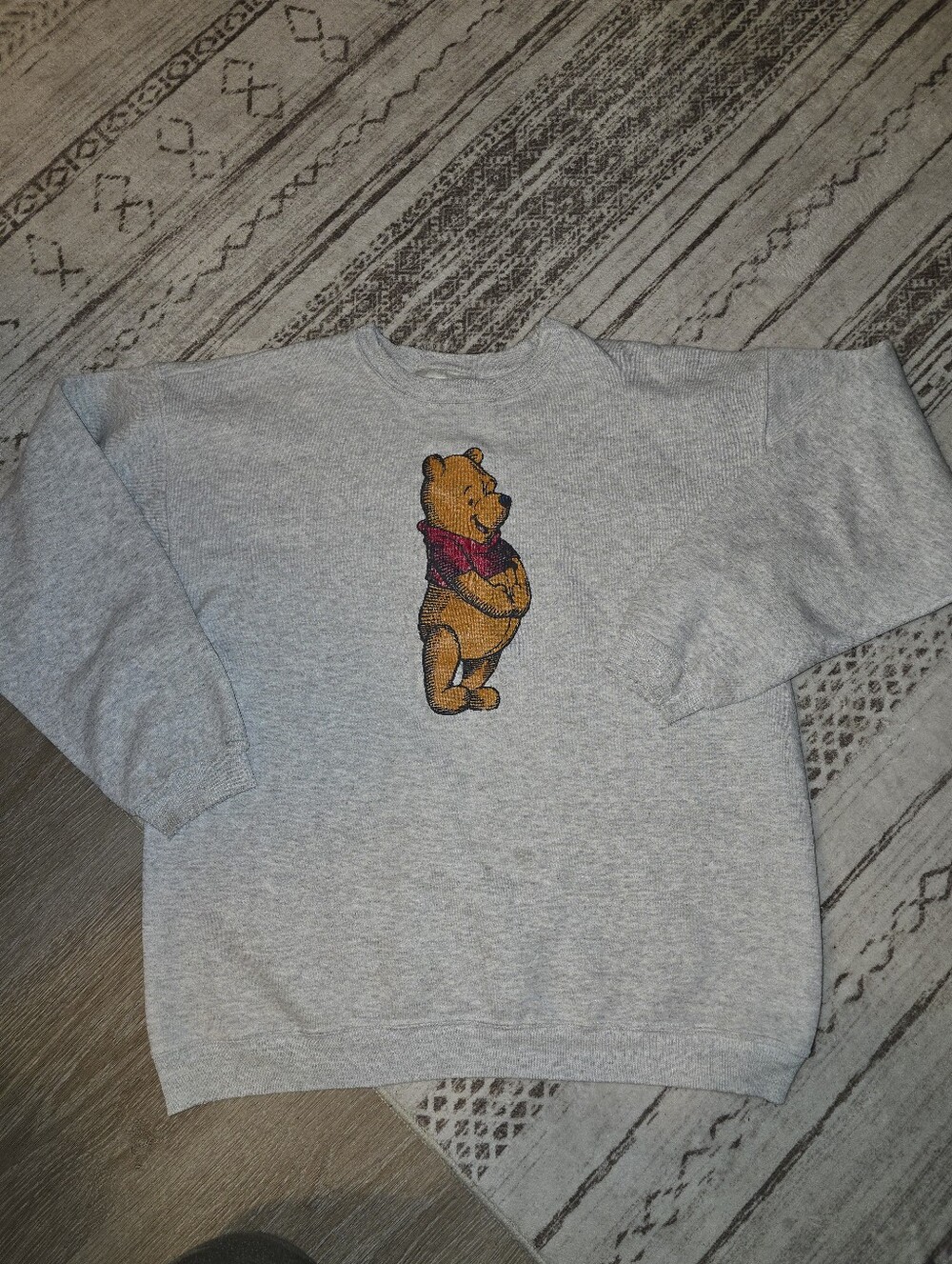 Vintage 90s Disney Store Pooh Bear Distressed Crewneck Sweater Nostalgia Small